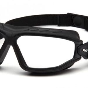 Black safety goggles with adjustable strap