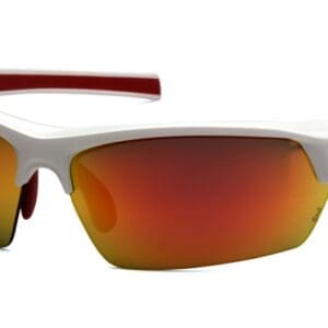 White sports sunglasses with red accents