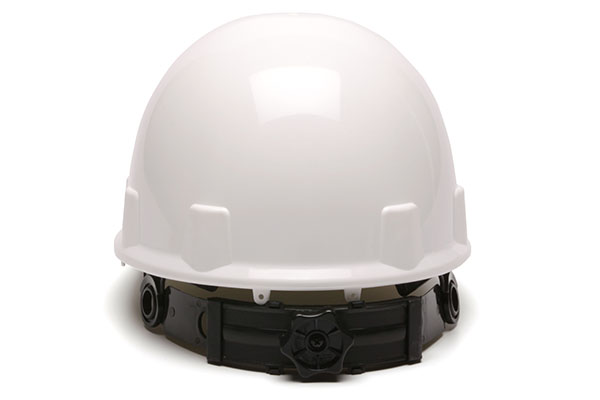 A White Helmet With Black Suspension