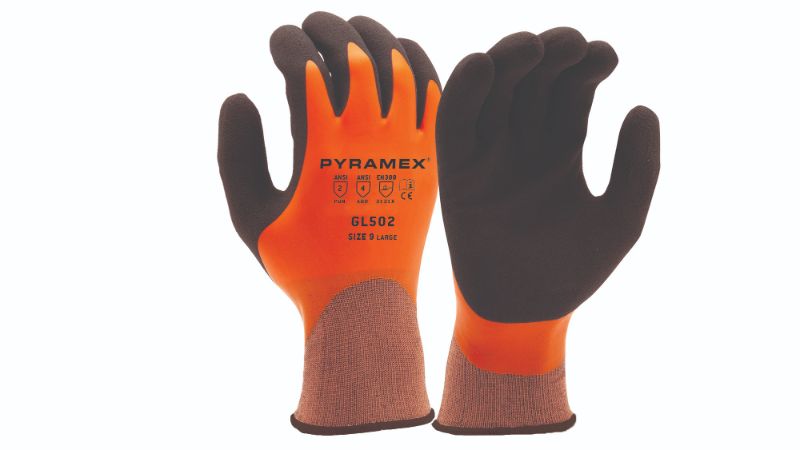 An Orange and Black Gloves Pair