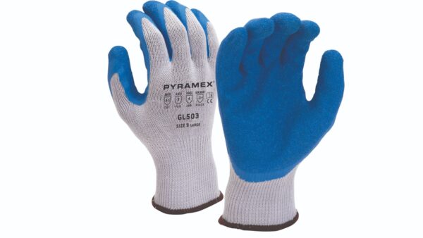 An White and Blue Color Gloves Pair