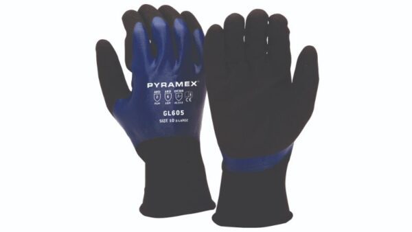 A Dark Blue and Black Color Gloves Pair