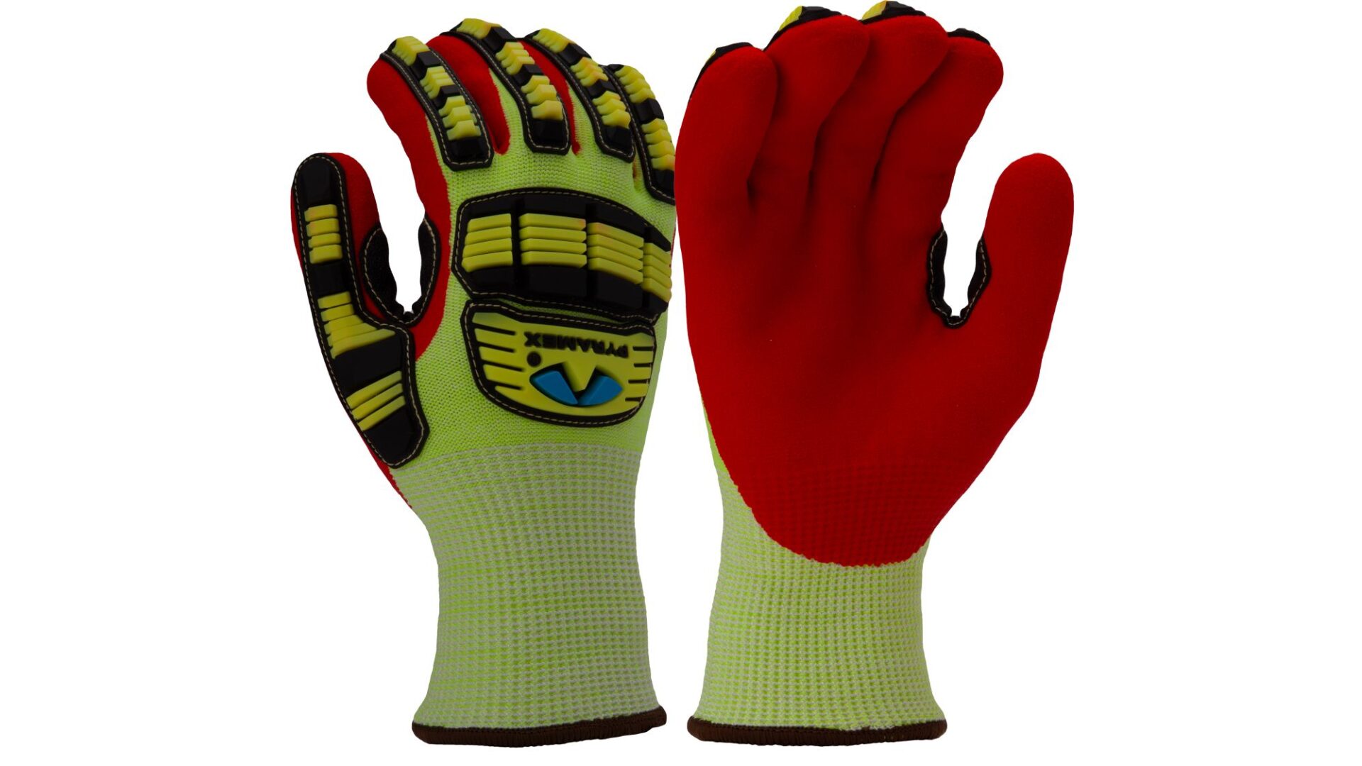 Lemon Yellow and Red Gloves With Yellow and Black Details