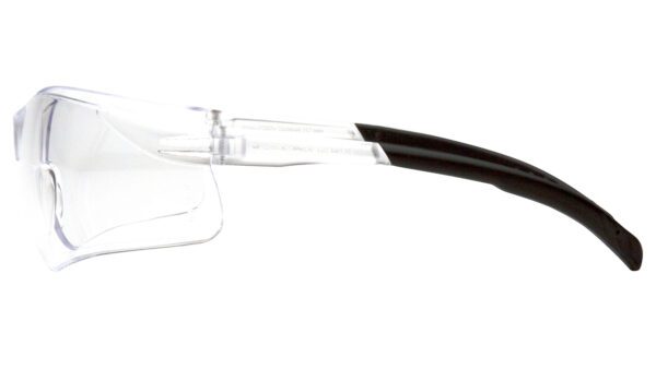 Clear Plastic Protective Glasses With Black Legs Side