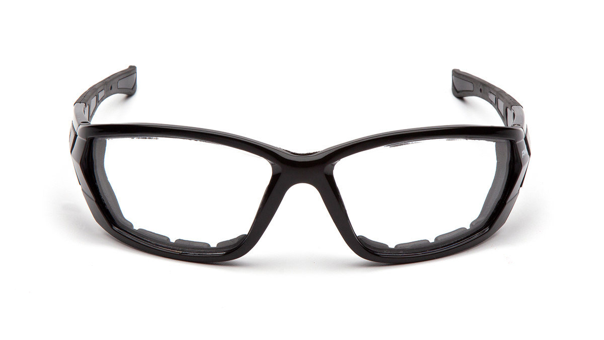 Protective Glasses With Black Frame Front View One